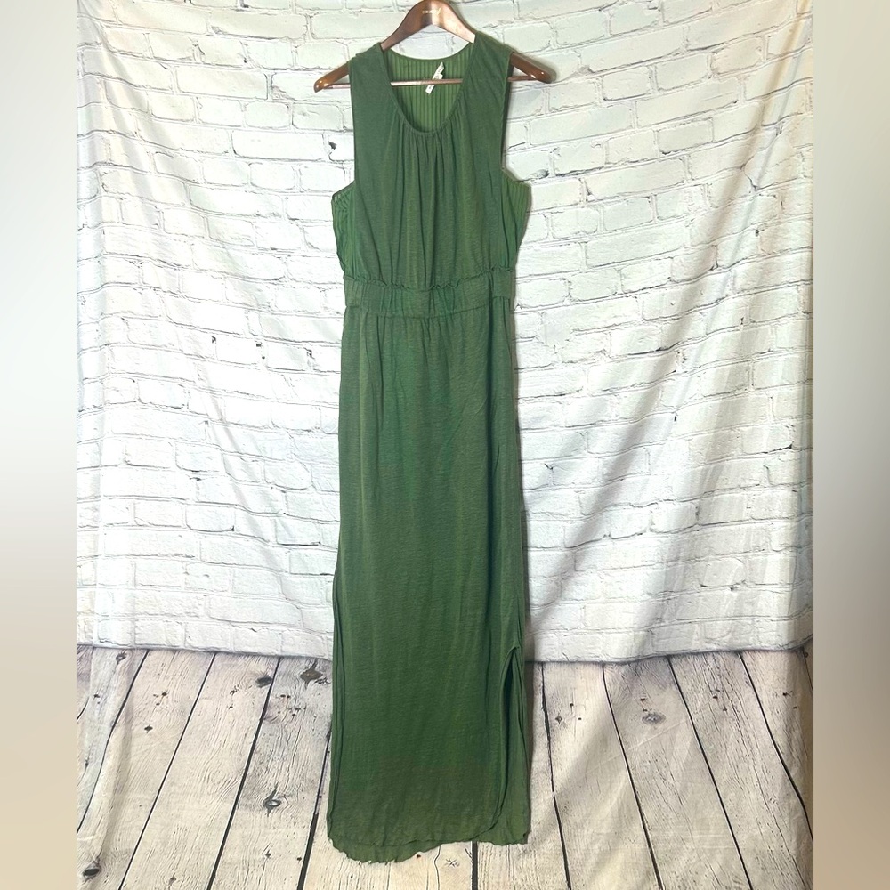 Anthropologie Burning Torch Dark Green Sleeveless Maxi Dress Size Medium
